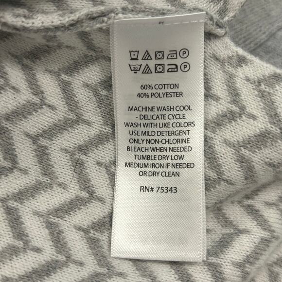 Aspen Wms XS Gray White Chevron Mock Neck Tunic Sweater Academia Minimalist Cozy - Picture 6 of 6